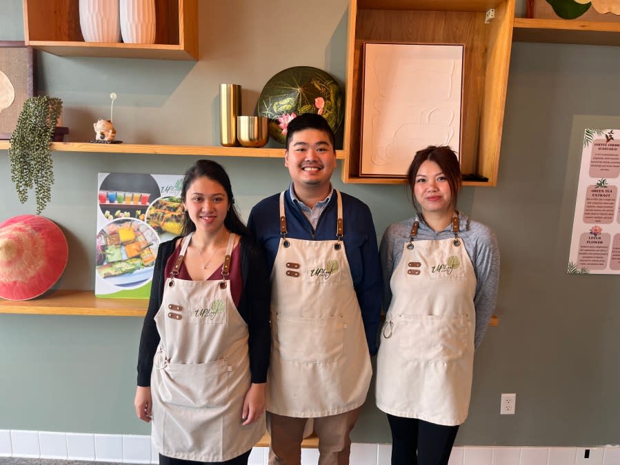 Up Leaf Cafe owners MaryLou, Sonny and Truc Lam. (Oct. 26, 2023)