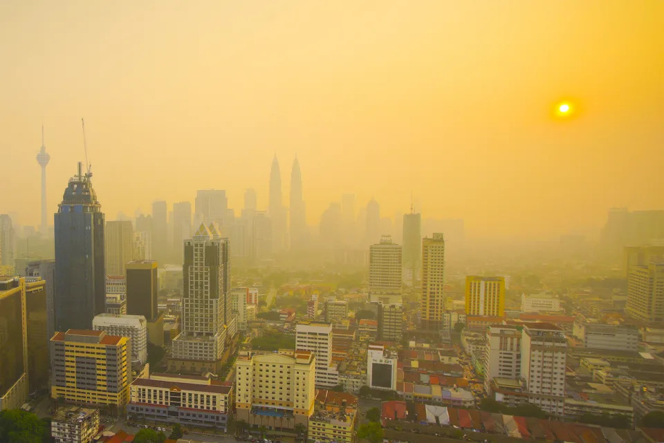Sunrise at Kuala Lumpur city during heavy haze