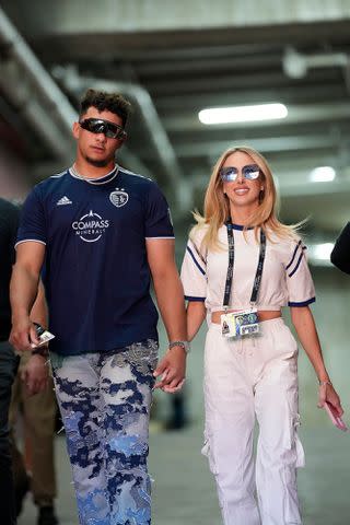 <p>Jay Biggerstaff-USA TODAY Sports</p> Brittany and Patrick pictured at the Inter Miami vs. Sporting Kansas City match on April 13