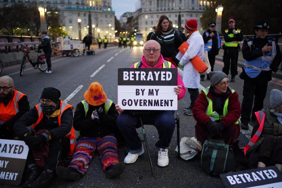 Supporters of the nine jailed Insulate Britain climate activists (PA)