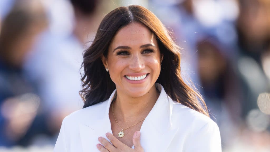 the hague, netherlands april 15 meghan, duchess of sussex attends a reception for friends and family of competitors of the invictus games at nations home at zuiderpark on april 15, 2022 in the hague, netherlands photo by samir husseinwireimage