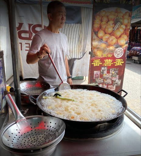 Petaling Street Sweet Potato Balls - Deep frying sweet potato balls