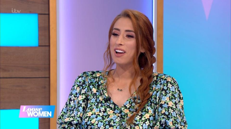 The presenter and former X Factor star, 31, is expecting a baby in the next few weeks  (ITV / Loose Women)