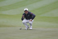 FILE - Takumi Kanaya, of Japan, lines up on the first hole during the final round of the Zozo Championship golf tournament in Thousand Oaks, Calif., in this Sunday, Oct. 25, 2020, file photo. Kanaya is considered the next great Japanese player behind Masters champion Hideki Matsuyama. (AP Photo/Ringo H.W. Chiu, File)