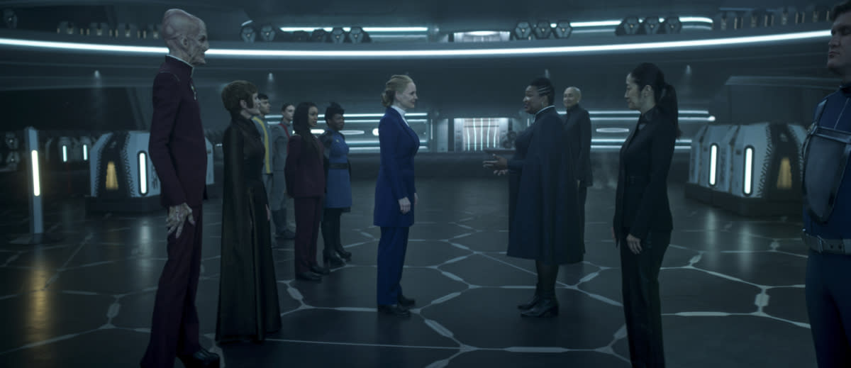 Stacey Abrams appeared as the United Earth President on the Season 4 finale of Star Trek: Discovery (Photo: Marni Grossman/Paramount+/CBS Interactive.)