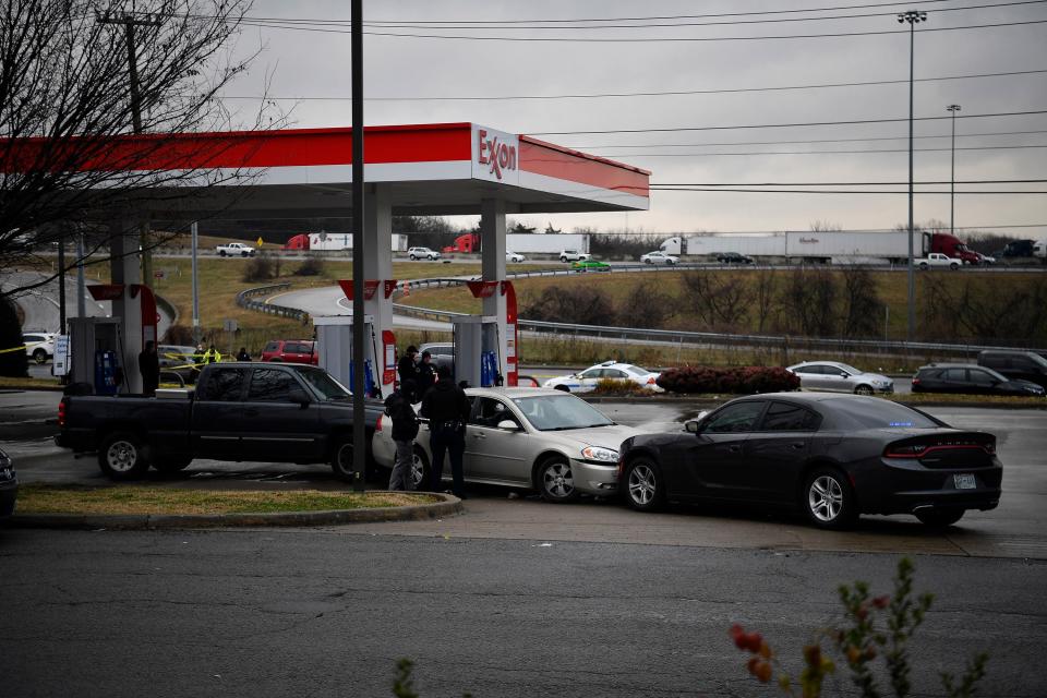 Police respond to an officer involved shooting on Brick Church Pike in Nashville on Jan. 27, 2021. 