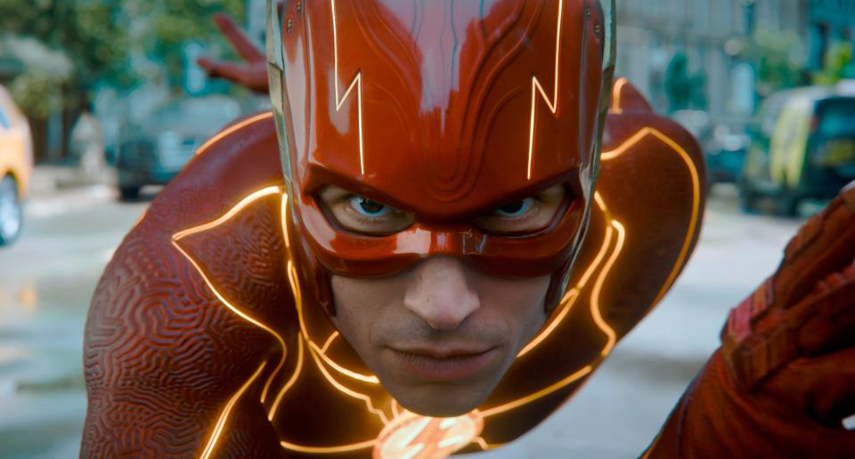 Ezra Miller in a scene from "The Flash."