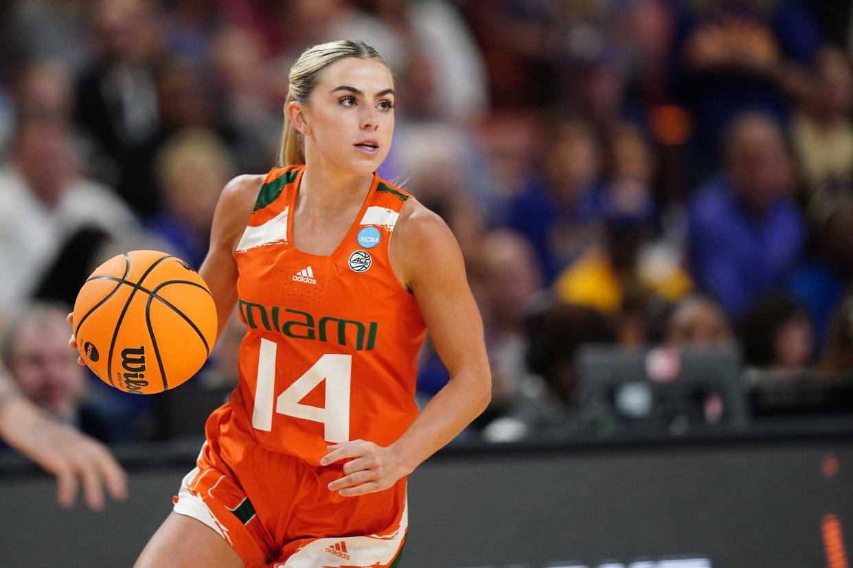 Haley Cavinder is returning to college hoops without her twin sister. (Photo by Jacob Kupferman/NCAA Photos via Getty Images)