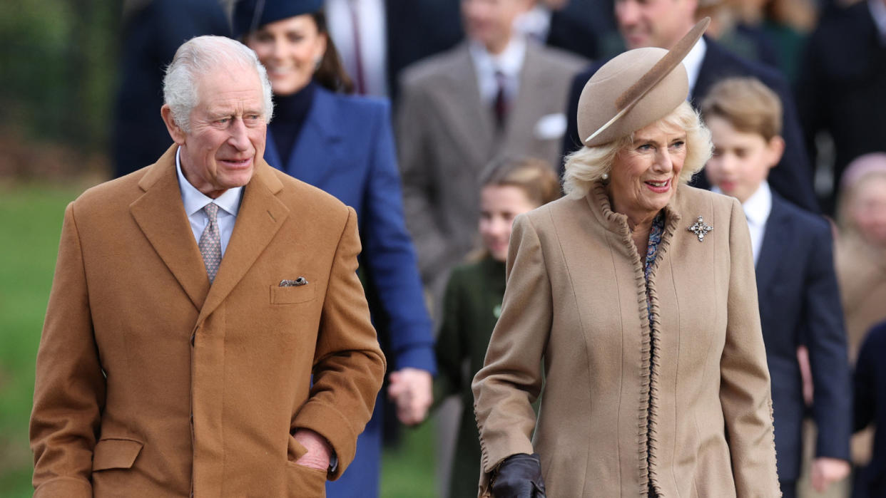  King Charles and Camilla on a Christmas Day walk at Sandringham. 