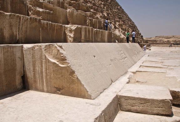 The Great Pyramid was originally covered in casing stones, though just a few survive today (and are shown here).