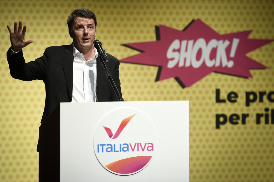 TEATRO DEI RAGAZZI, TURIN, ITALY - 2019/11/15: Matteo Renzi, leader of Italia Viva political party, speaks on stage during 'Shock!' meeting. 'Shock!' is a meeting organized by the political party Italia Viva to discuss how to improve Italian economy. (Photo by Nicolò Campo/LightRocket via Getty Images)