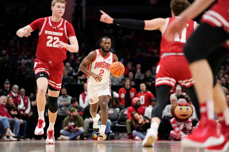 Ohio State's Bruce Thornton (2) and Roddy Gayle Jr. (not pictured) have combined to go 10 of 49 (.204) from 3-point range over the past five games.