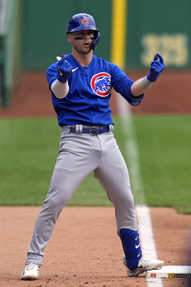 Dansby Swanson and Nico Hoerner of the Chicago Cubs celebrate