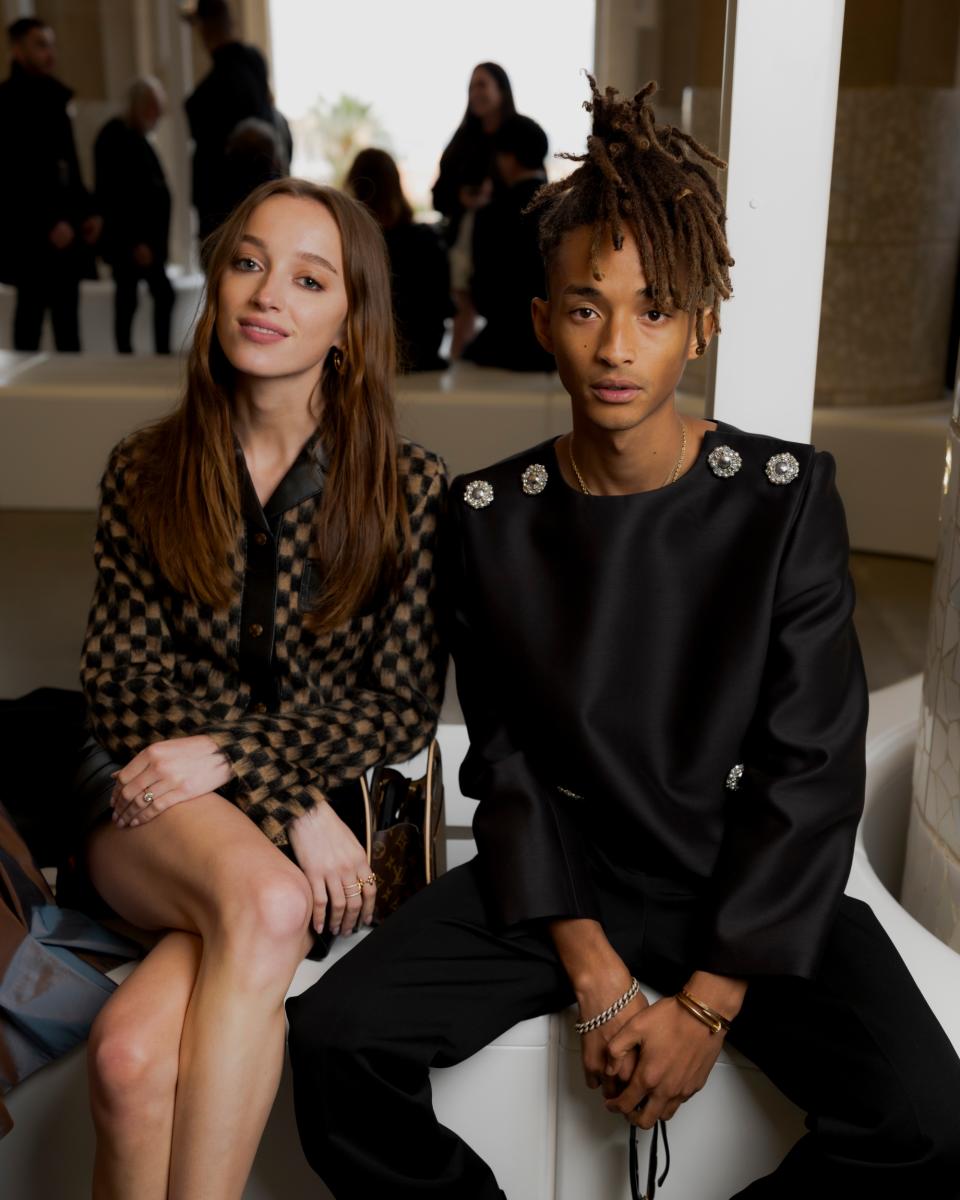 phoebe dynevor, jaden smith. Phoebe Dynevor, left, and Jaden Smith at the Louis Vuitton Women’s Cruise 2025 Show at Park Güell in Barcelona.