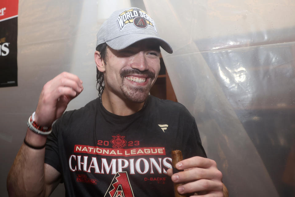 Arizona Diamondbacks' Corbin Carroll was named NL Rookie of the Year on Monday after helping lead his team to a surprise World Series appearance. (Photo by Tim Nwachukwu/Getty Images)