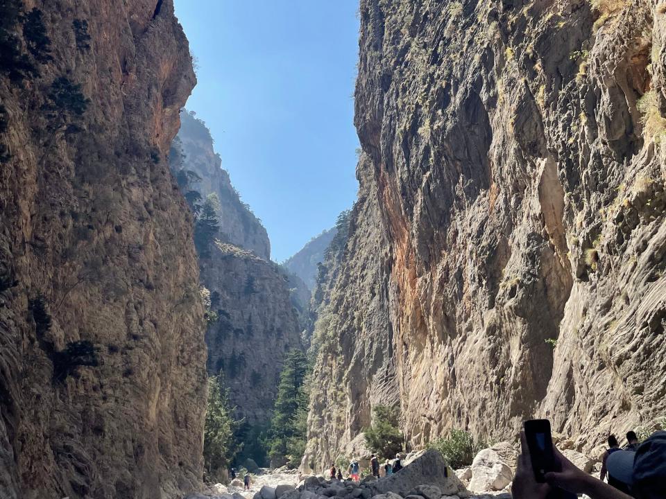 shot of samaria gorge in crete greece