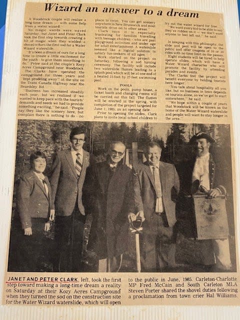 In 1985 Janet and Peter Clark broke ground on their water slide addition to their Kozy Acres Campground.