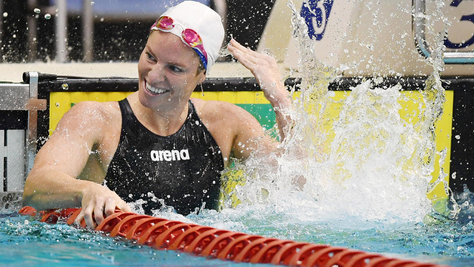 Emily Seebohm celebrated after earning her spot in her fourth Olympic Games. (Photo by Mark Brake/Getty Images)