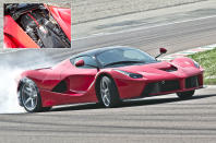 <p>The LaFerrari’s engine is based on the same basic unit as the F12tdf’s, but Ferrari was never going to let its limited number hybrid hyper car <strong>flagship</strong> out of the gates with just the same numbers. Instead, the 6.3-litre V12 was put together with even lighter internal components and the rev limit raised to 9250rpm, with maximum power of <strong>789bhp</strong> arriving at 9000rpm.</p><p>This much power was achieved without the aid of turbochargers and, with help from the LaFarrari’s electric assistance, it could cover 0-62mph in 3.0 seconds flat and head on to a top speed of <strong>217mph</strong>.</p>