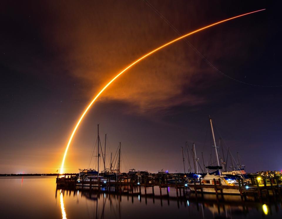 SpaceX Falcon 9 rocket on a SpaceX mission Launching Starlink satellites from Launch Complex 40 at Cape Canaveral Space Force Station at 10:41 p.m. EDT Sunday, August 6th.
