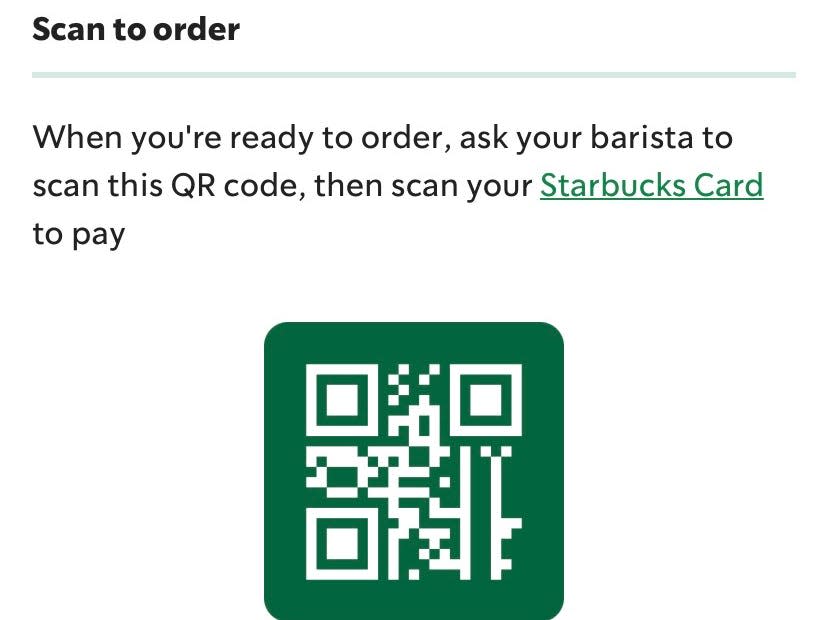Starbucks QR code order