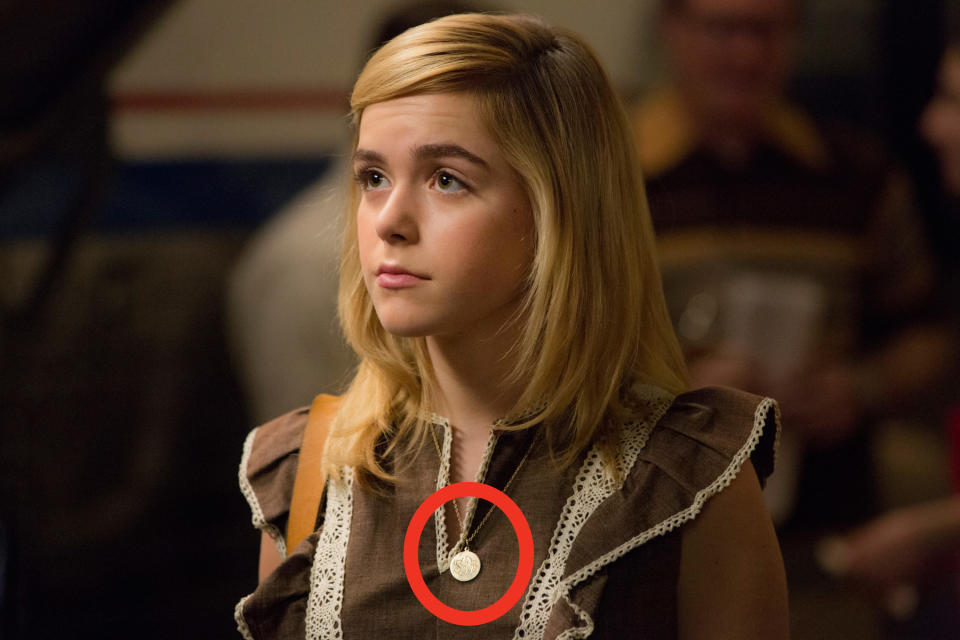 closeup of kiernan with a circle around her necklace