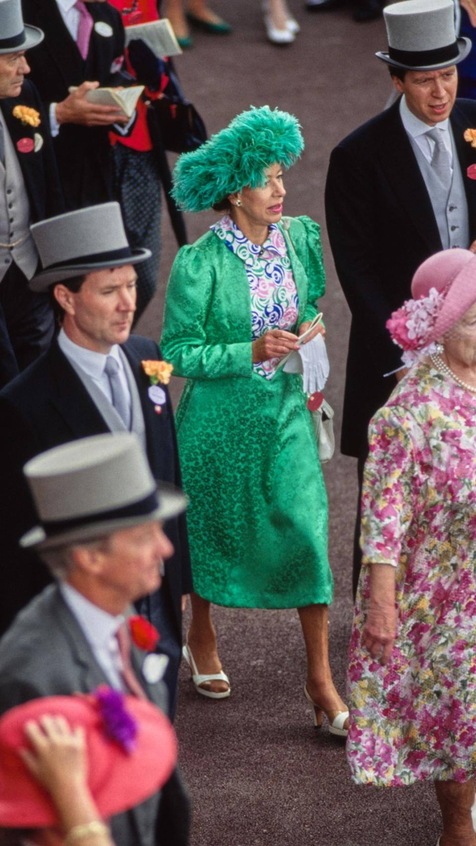 Princess Margaret goes green for Ascot, 1990