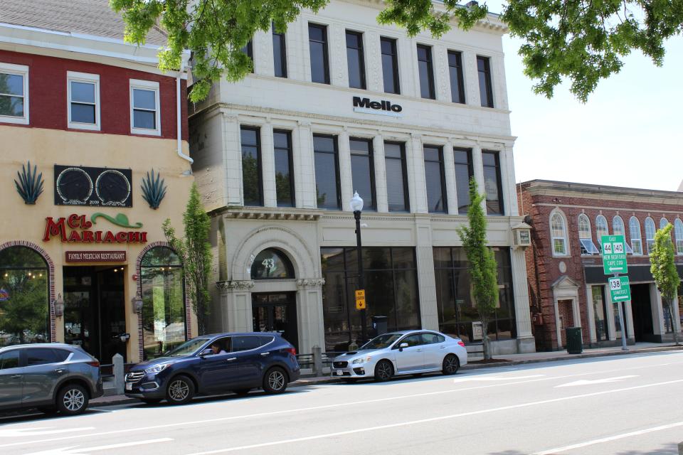 Now home to Mello Construction, 43 Taunton Green retains the arched doorway it had when it was the Bristol County National Bank building.