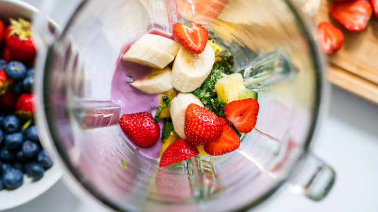 close up of smoothie ingredients