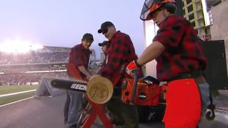 CFL bans Ottawa Redblacks chainsaw squad from sawing logs at 103rd Grey Cup in Winnipeg