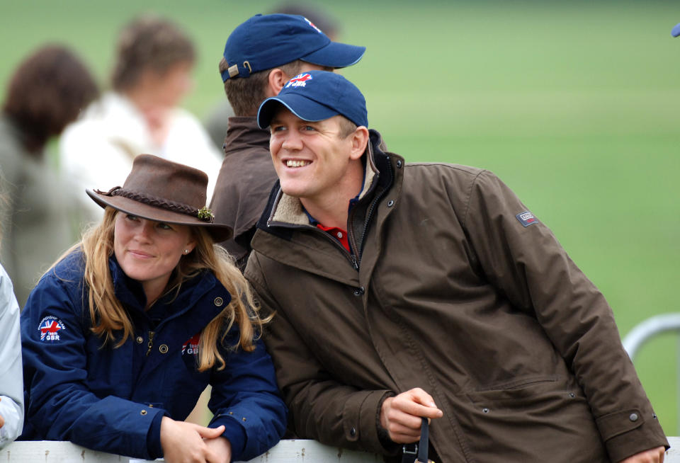 WOODSTOCK, ENGLAND - SEPTEMBER 11:  Zara Phillips is watched by Autumn Kelly, girlfriend of Peter Phillips, and boyfiend Mike Tindall as she completes the final show-jumping event with a clear round to become  European Champion at The Blenheim Petplan European Eventing Championships held at Blenheim Palace on September 11, 2005 in Woodstock, England.  (Photo by Anwar Hussein/Getty Images)