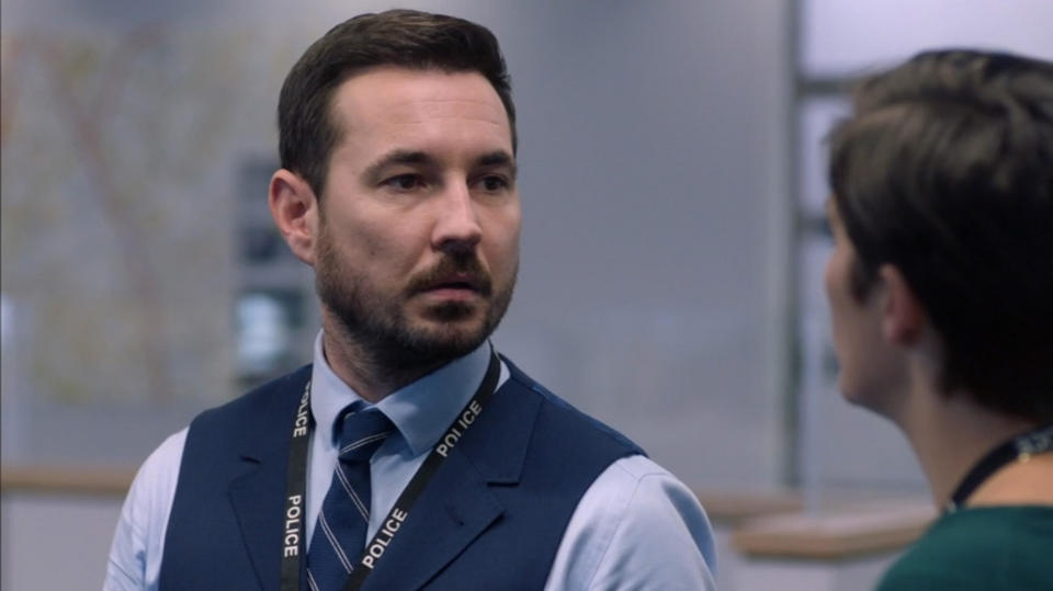 London.UK.    Vicky McClure and Martin Compston   in &#xa9;World Productions/BBC, Line of Duty (TV) (2019) S5E3 Creator: Jed Mercurio Seasons:5 Series start: 2012  Source: A gang hijack a contingent of drugs on their way to be destroyed. A police under cover agent has gone silent and suspicions are aroused.  Police department AC-12 (Anti-Corruption investigators charged with searching and convicting corrupt police officers) are called in.  Ref:LMK112-S240419-001 Supplied by LMKMEDIA. Editorial Only. Landmark Media is not the copyright owner of these Film or TV stills but provides a service only for