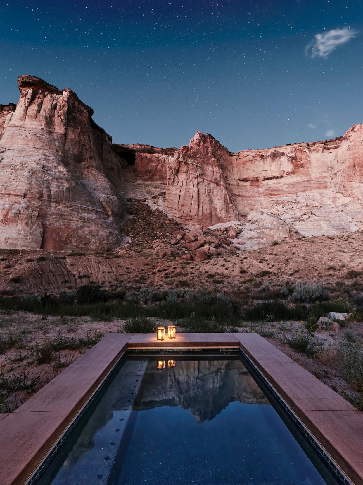 Camp Sarika heated pool under the stars