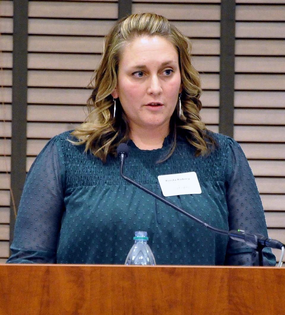 Krista Kidney, director of homlessness and housing services, OneEighty and chair of the Wayne County Housing Coalition was the second panel speaker Thursday evening.