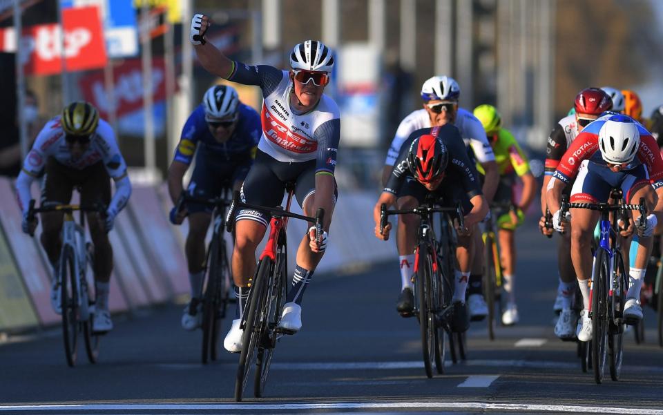 Mads Pedersen — Tom Pidcock completes superb weekend for young Britons after Mads Pedersen takes win at Kuurne-Brussels-Kuurne - GETTY IMAGES