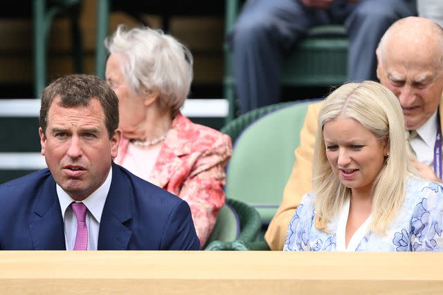 <p>Karwai Tang/WireImage</p> Peter Phillips and Lindsay Wallace attend day ten of Wimbledon at the All England Lawn Tennis and Croquet Club on July 12, 2023.