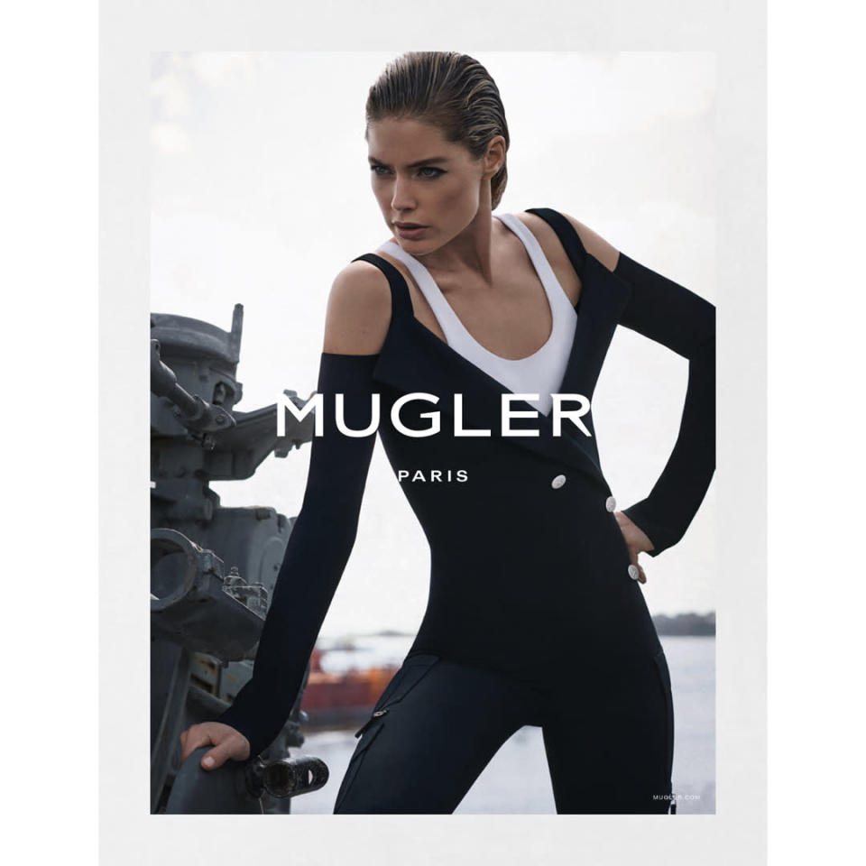 <p><b>Mugler</b><br></p><p>For its Spring-Summer 2016 campaign, not just any industrial backdrop would do. The house of Mugler, under the creative direction of David Koma, traveled to Tampa, Florida to capture 30-year-old model Doutzen Kroes in the military-inspired figure-hugging separates and cutout, bodycon dresses. </p>