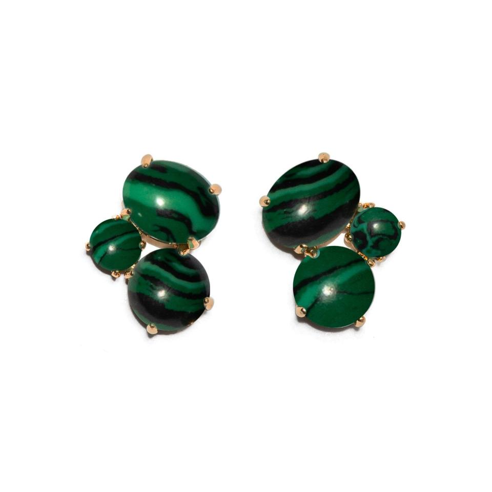 2) May Emerald Cluster Stone Earrings