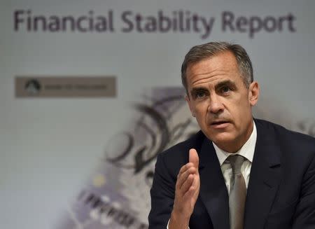 Mark Carney, Governor of the Bank of England, speaks during the bank's Financial Stability Report news conference at the Bank of England in London, Britain July 1, 2015. REUTERS/Ben Stansall/pool