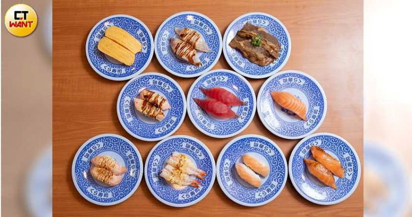 亞洲藏壽司十大受歡迎菜色，以鮭魚、鮪魚、蝦子居多。（圖／黃耀徵攝）