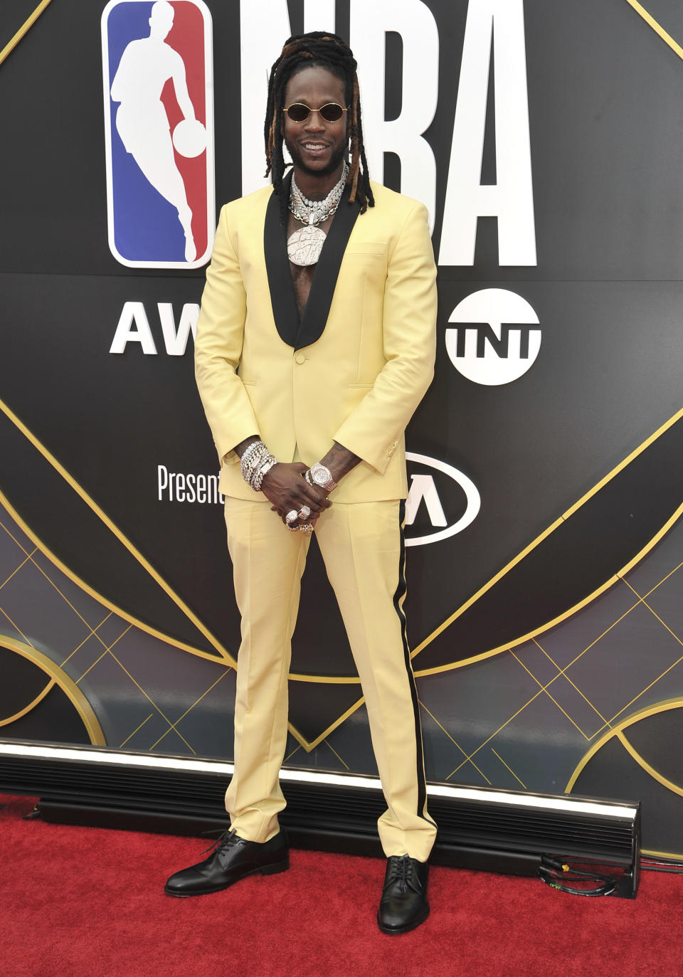 2 Chainz arrives at the NBA Awards on Monday, June 24, 2019, at the Barker Hangar in Santa Monica, Calif. (Photo by Richard Shotwell/Invision/AP)