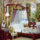 <p>Here, Robert Denning and Vincent Fourcade's (of the iconic firm Denning & Fourcade) Upper East Side bedroom features an English half-tester bed draped with yellow brocade curtains. The windows' drapery matches the bed hangings, with chintz wallpaper and 19th-century furnishings finishing off the cozy, sophisticated space. <br></p>