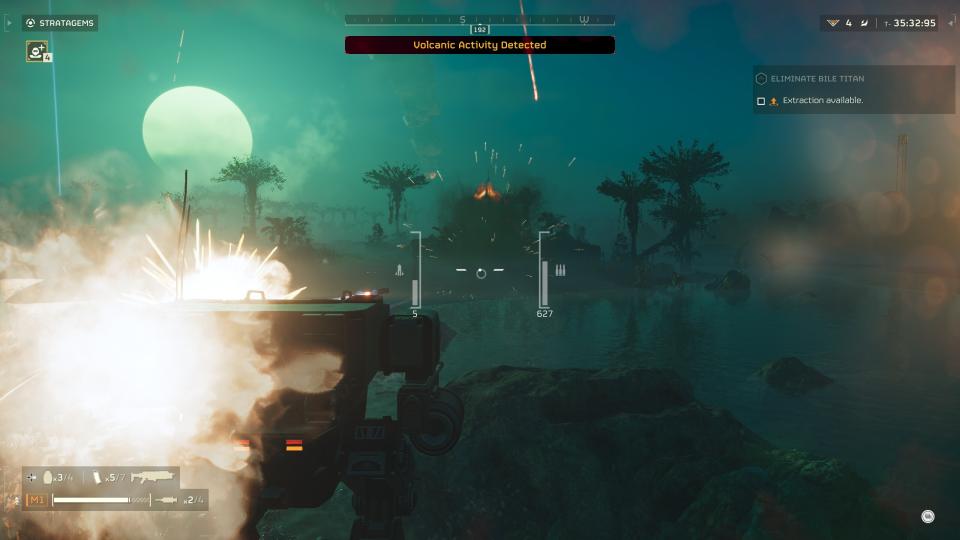 An image of the mech in Helldivers 2.