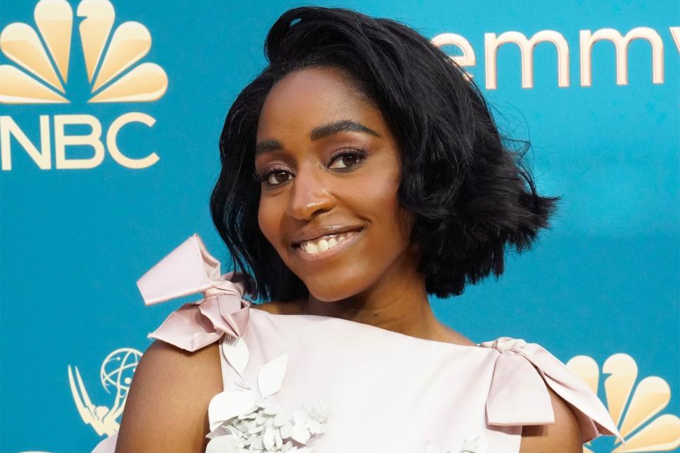 74th ANNUAL PRIMETIME EMMY AWARDS -- Pictured: Ayo Edebiri arrives to the 74th Annual Primetime Emmy Awards held at the Microsoft Theater on September 12, 2022.