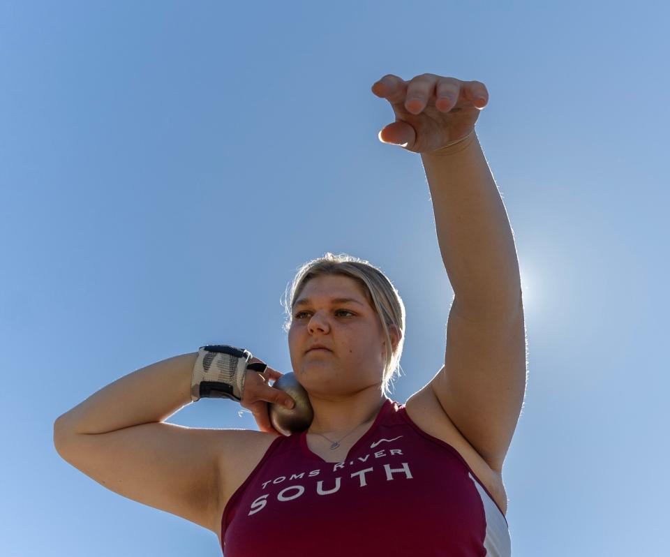 Toms River South’s Julia Santos who throw shot put and discus for the high school.