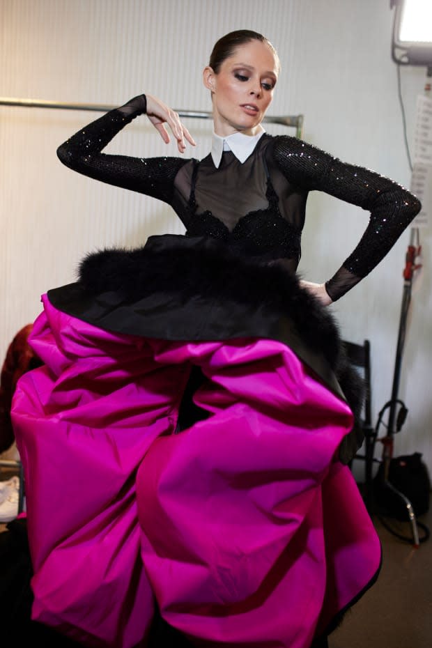 Coco Rocha backstage at Sukeina's Fall 2023 show during New York Fashion Week.<p>Photo: Imaxtree</p>