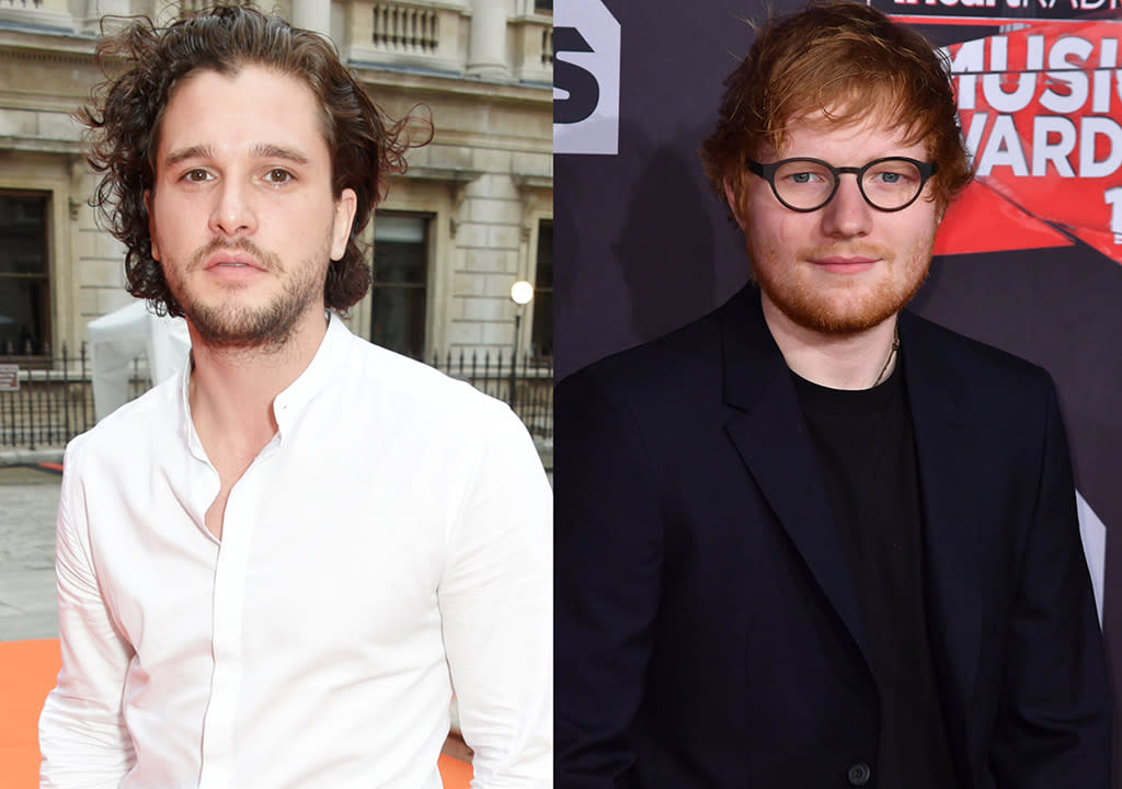 Kit Harington and Ed Sheeran had a meeting in the men’s room. (Photo: Getty Images)