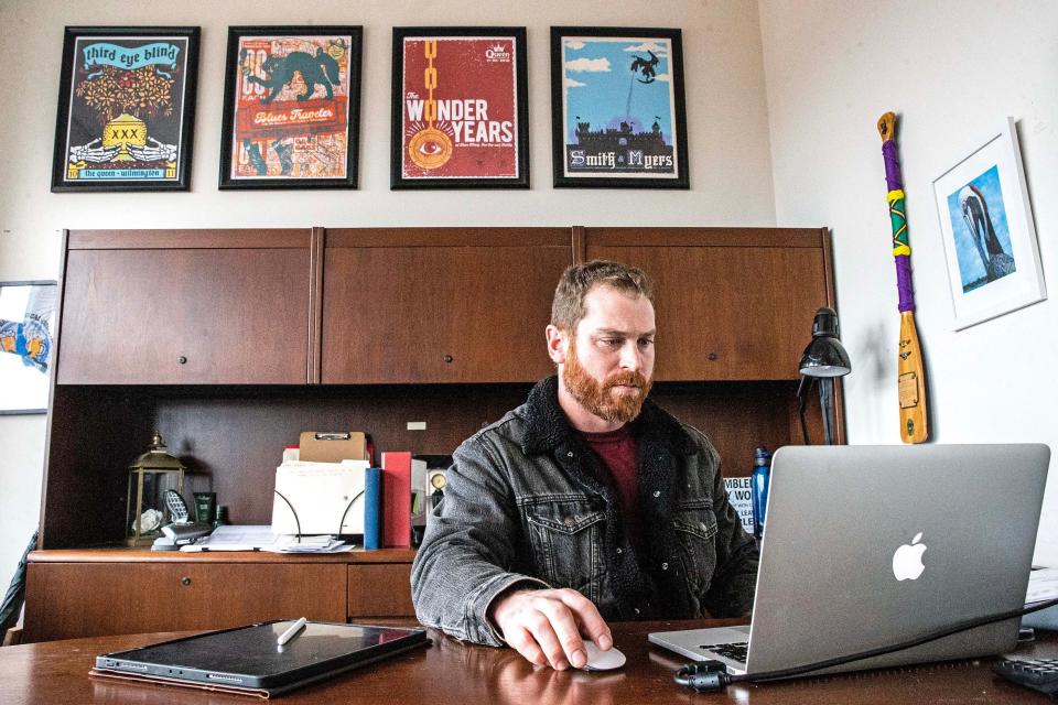 Devin Ball, new general manager, is featured in his office at The Queen in Wilmington, on Tuesday, Nov. 21, 2023. Ball comes to The Queen from the House of Blues in New Orleans, where he was director of music hall operations.