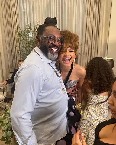 <p>Instagram/kazembeajamu</p> Kazembe Ajamu Coleman (left) and Zendaya celebrating at the 2020 Emmy Awards.