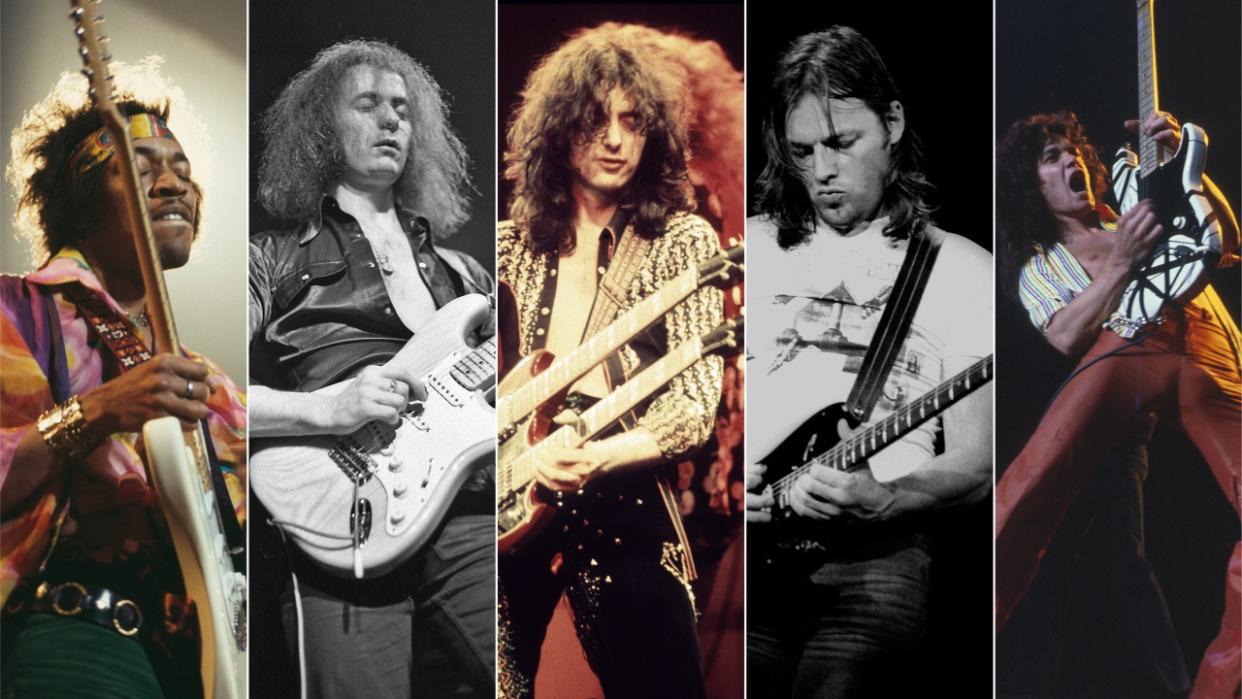  Guitarists Jimi Hendrix, Ritchie Blackmore, Jimmy Page, David Gilmour and Eddie Van Halen 